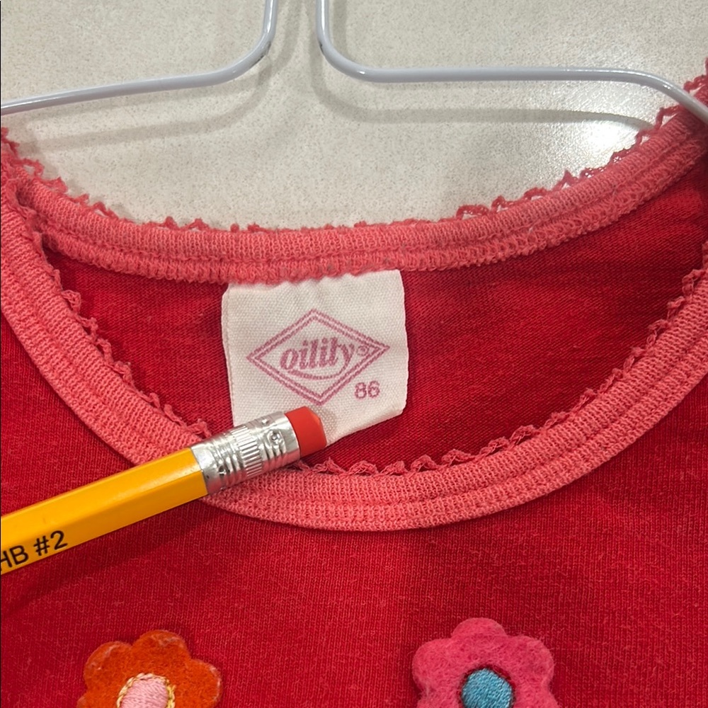 Oilily Long-Sleeve Logo Spell-out Red Shirt button Embellishments girls Sz 86 - Picture 6 of 12